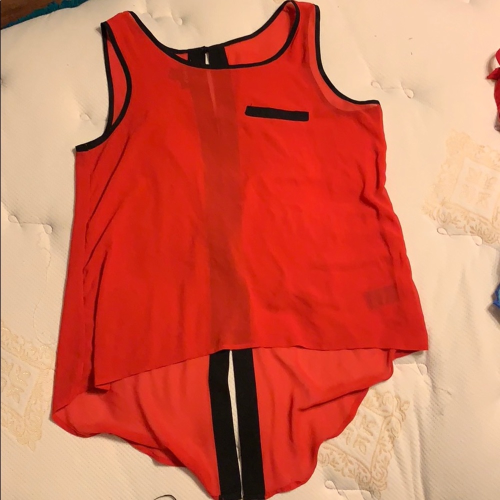 Sheer red and black top